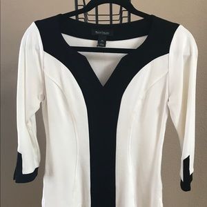 WHBM fitted black and white top
